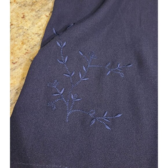 Vtg Joie de Vie Dress Set Sz 10 Button Shirt Blue Floral Embroidered Side Slits - Picture 4 of 16